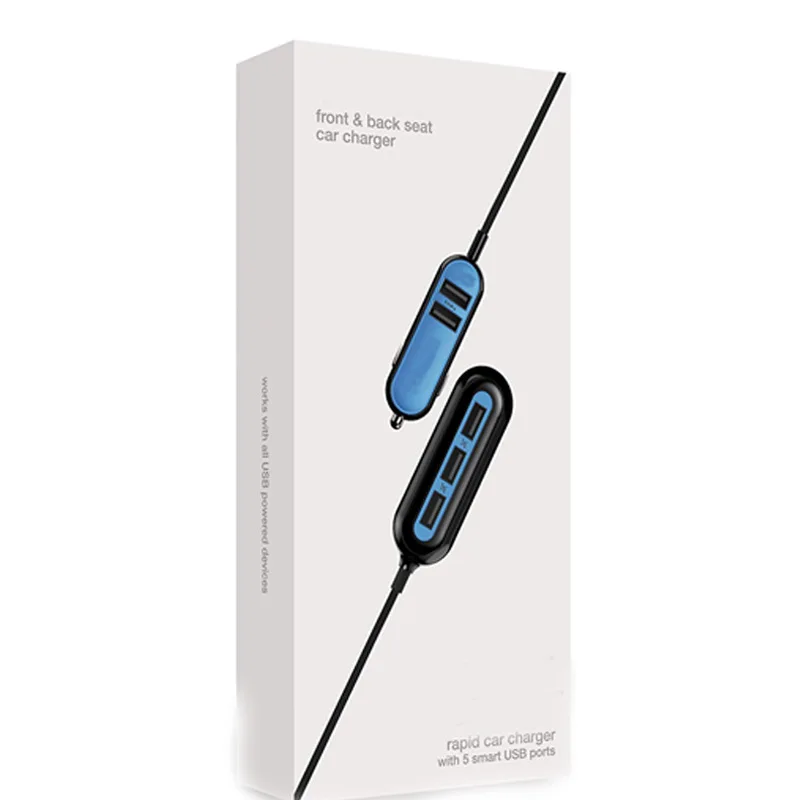 Автомобильное зарядное устройство XYCING с 5 usb-портами для iPhone и Android Blue
