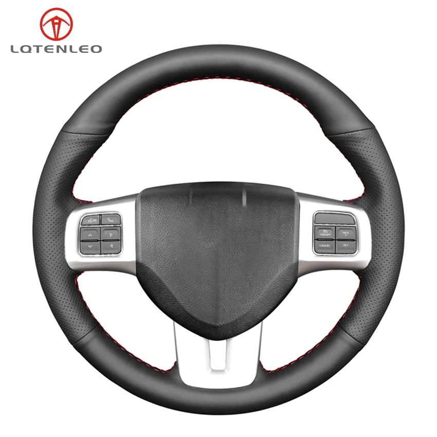 LQTENLEO Black Artificial Leather Hand Sewing Car Steering Wheel Cover For Dodge Dart 2013-2016 Volkswagen VW Routan 2011-2012