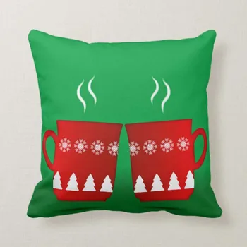 

Christmas Decorative Pillow Covers Christmas mulled wine green red cushion square 18x18 Inch, Merry Christmas Happy Holidays Thr