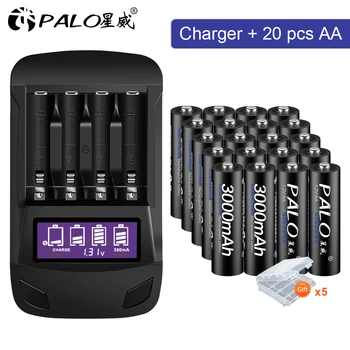 

20pcs aa rechargeable battery 2a nimh 1.2v battery and USB charger 4 slots for aa aaa ni-mh ni-cd 1.2v