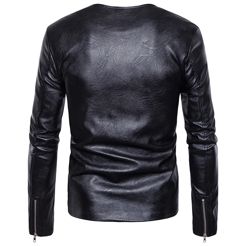 AliExpress осень и зима новые продукты Молодежная мужская кожаная куртка с двойной молнией