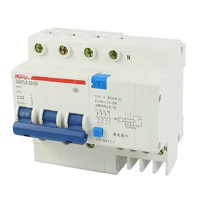 

DZ47LE-63 32A 400VAC 6000A Breaking Capacity 3 Poles Circuit Breaker