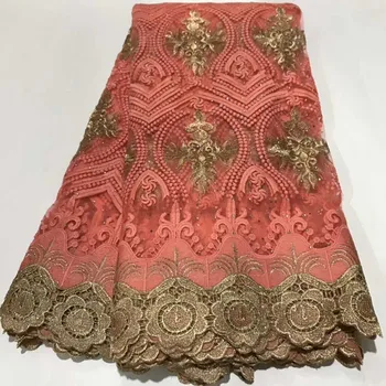 

French Lace Fabric 2020 Latest African Guipure Lace Fabric With stones Water soluble Embroidered Tulle Lace Fabric High quality