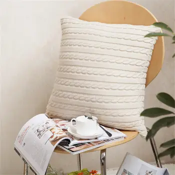 

Knitting Fibre Filling Square Pillow Case Cushion Throw Cover Waist Pillowcases Home Living Room Decor Office Bedding Gifts