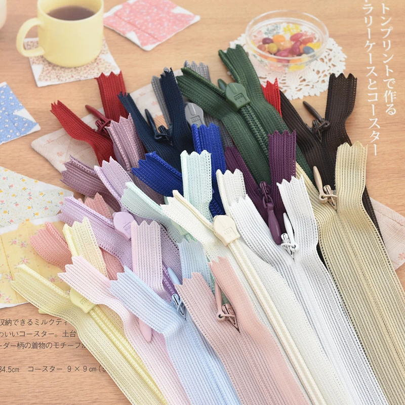 10pcs/set 25cm Long Invisible Zippers Diy Nylon Coil Zipper For Sewing