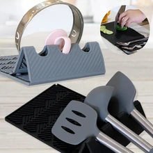 

Foldable Silicone Spatula Pot Lid Rack Stand Kitchenware Rests Shelf Multifunction Odorless Cutting Board Spoon Holder Organizer