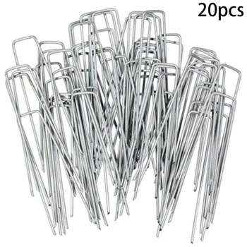 

10/20PCS U-Shaped Galvanised Steel Ground Garden Membrane Pins Hooks Pegs