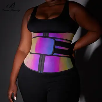 

Lover Beauty 100% Latex Waist Trainer Body Shaper Rainbow Reflective Belt Tummy Girdle Corset Waist Cincher Waist Trimmer Shapew
