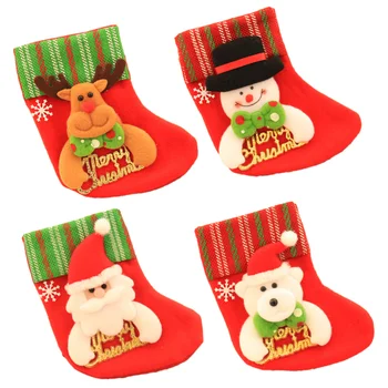 

12pcs Mini Christmas Stockings Felt Socks Tree Fireplace Door Hanging Decorations (Mixed Pattern)