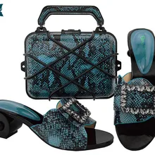 Комплект из туфель и сумочки в итальянском стиле синего цвета; Высококачественный вечерний комплект из туфель и сумочки в африканском стиле; Женская обувь в нигерийском стиле