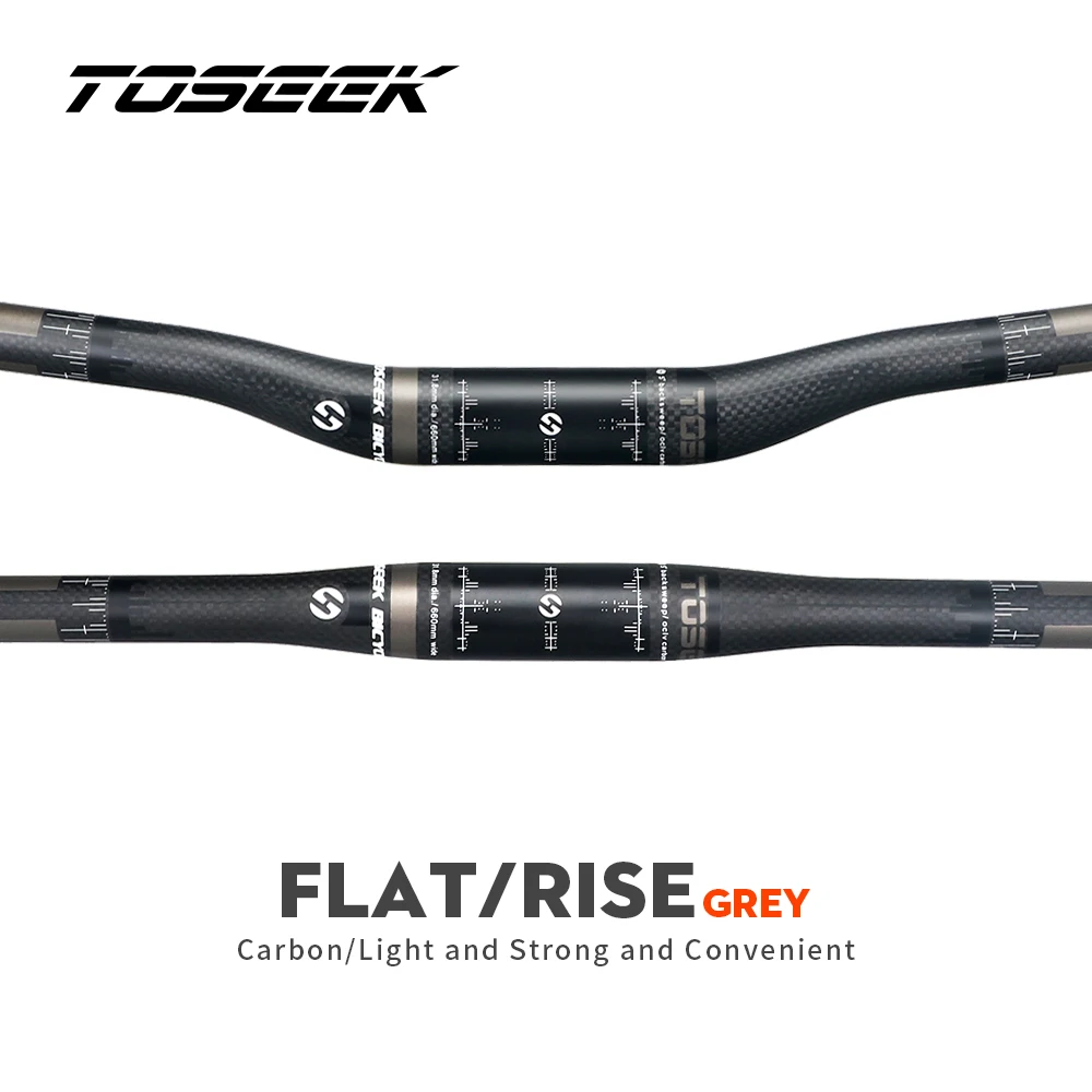 TOSEEK Carbon Handlebar MTB Flat Or Rise 31.8x580 600 620 640 660 680 700 720 740 760mm Matte Bike Parts