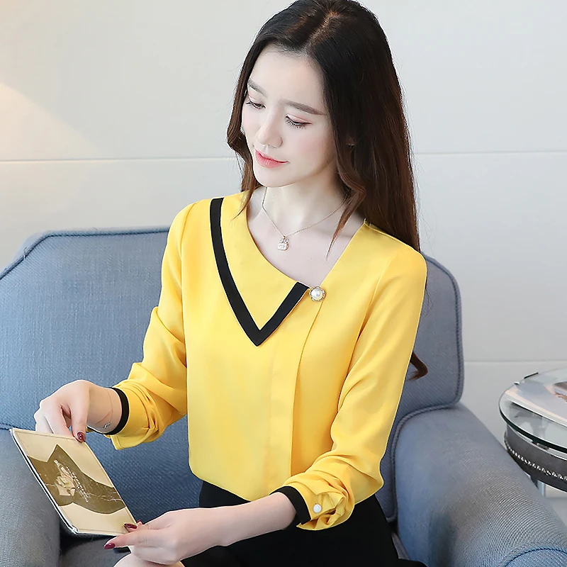 Korean Fashion Women Blouses Woman Chiffon Blouse Tops Plus Size Women Long Sleeve Solid V Neck Lady Shirt Blusas Mujer De Moda Korean Fashion Women Blouses Woman Chiffon Blouse Tops Plus Size Women Long Sleeve Solid V Neck Lady Shirt Blusas Mujer De Moda