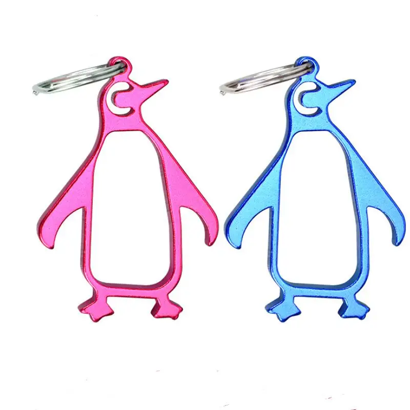 Funny Penguin Metal Bottle Opener Can opener with Keyring Opener Keychain Promotional Gift Mix Colors LX8389