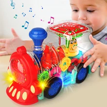 Train électrique Transparent, Train de marche universel, lumières colorées, jouets musicaux, téléphone pour enfants, jouets pour bébés