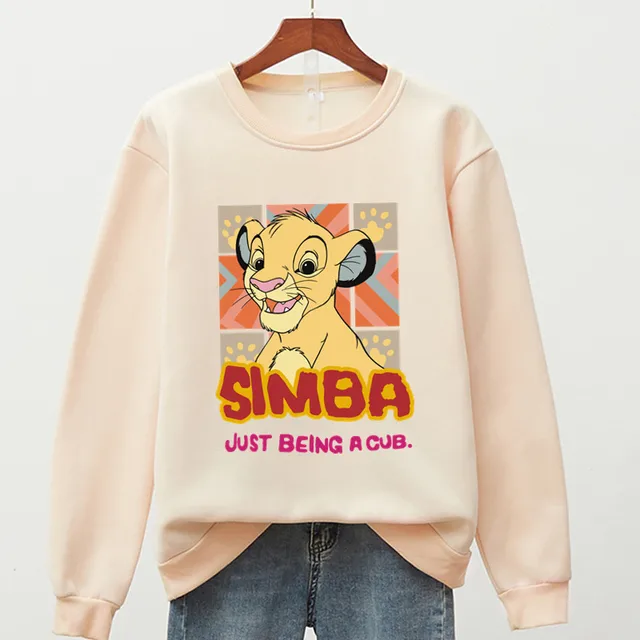 Hot US Anime Simba Hoodies Men Women 90s Aesthetic Streetwear Autumn Winter Warm Fashion The Lion King Sweatshirts Male Felmae Apricot