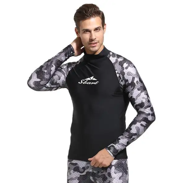 

2019 SBARNew Men's Quick-drying Sunscreen Split Body Long Sleeve Tight Swimming diving Suit Combination Camouflage