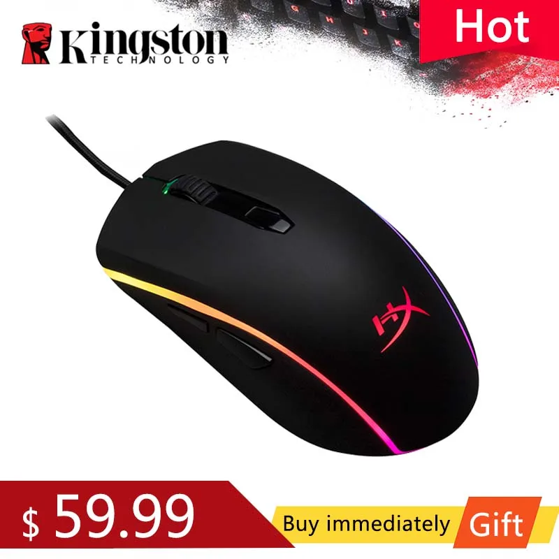 Мышь Компьютерная Kingston HyperX Pulsefire игровая мышь Omron switch Pixart 3389 проводная для