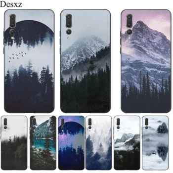 

Case for Huawei Honor Note 10 View 20 6A 7A 7C 7X 8 8X 8C 9X 9 Lite Pro Cover Mountain Peak Forest Snow mountain White smoke