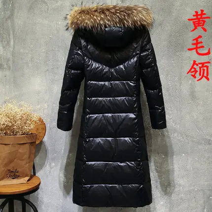 Новая зимняя женская утепленная куртка с капюшоном, Женская куртка с большим меховым воротником, белая куртка большого размера, S-6XL, женское длинное пуховое пальто средней длины 941 - Цвет: C1