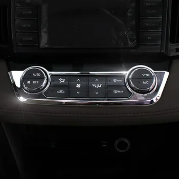 

For Toyota RAV4 2014 Car Dashboard Central Console Air Conditioner Adjust Panel Frame Cover Sticker Chrome ABS Car Bezel Trim