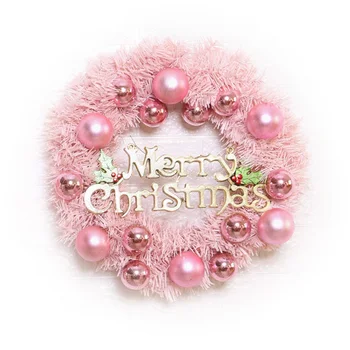 

Non-toxic Christmas Artificial Garland With Ball Baubles Ornament Decorative Hanging Wreath For Front Door Window Wall Decor