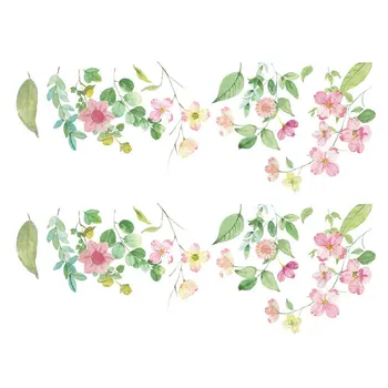 

2 Sets Decorative Wall Stickers Flower and Leaf Wall Decals PVC Stickers