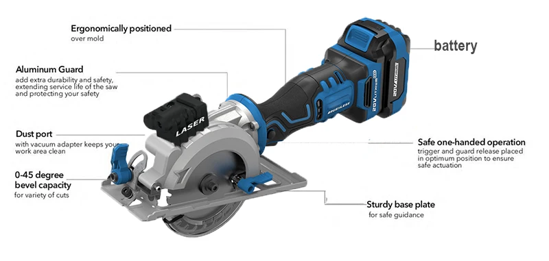 BDWTECH BT526 Мини Портативный 20 в электрическая Беспроводная циркулярная пила с функцией Ласе и деревообрабатывающее полотно