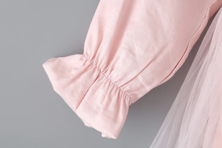 Новинка года; vestido infantil; платье для малышей; милая Осенняя сетчатая одежда с длинными рукавами для маленьких девочек с круглым вырезом и бантом-бабочкой