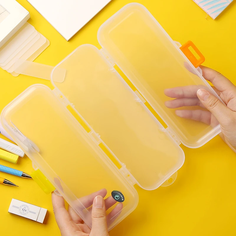 

Transparent plastic pencil case storage box large capacity multi-function brush storage box art supplies
