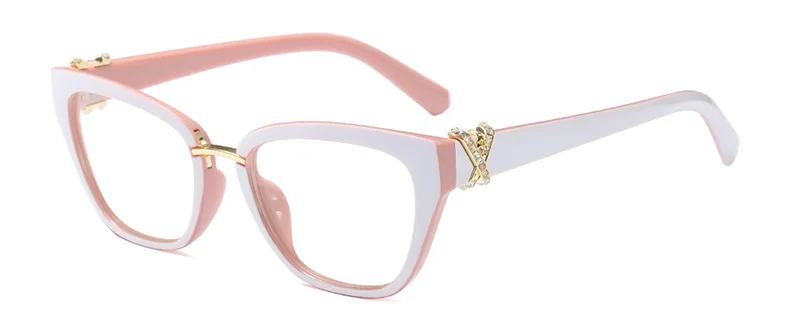 White Pink RFOLVE, модный металлический аксессуар, женские очки кошачий глаз, оправа, ацетатный материал, неоптические очки, модные подходящие очки RX376 - Цвет оправы: White Pink