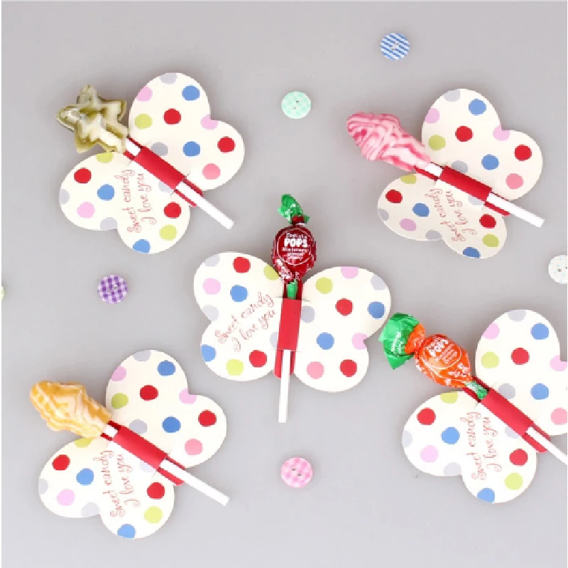 50Pcs/lot Cute Butterfly Lollipop Decoration Card Birthday Party Wedding Decor Candy Stick Gifts For Kids Favor | Дом и сад