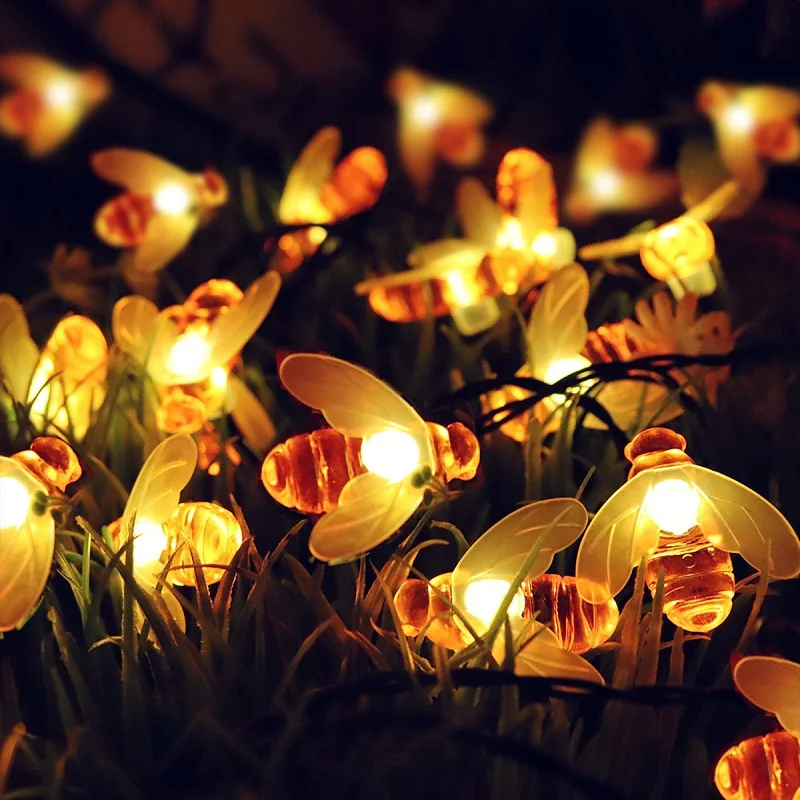 

30/50leds Christmas Lights Outdoor Solar Powered Honey Bee Led String Light Outdoor Waterproof Christmas Lights LED Fairy Lights
