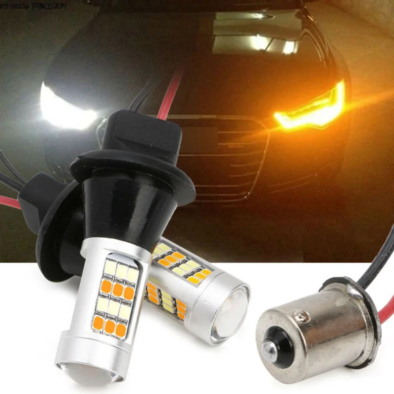 2X двойной Цвет BAU15S 2835 42 светодиодный 50 Вт горки светодиодный DRL сигнал поворота Светильник Автомобиля Kit