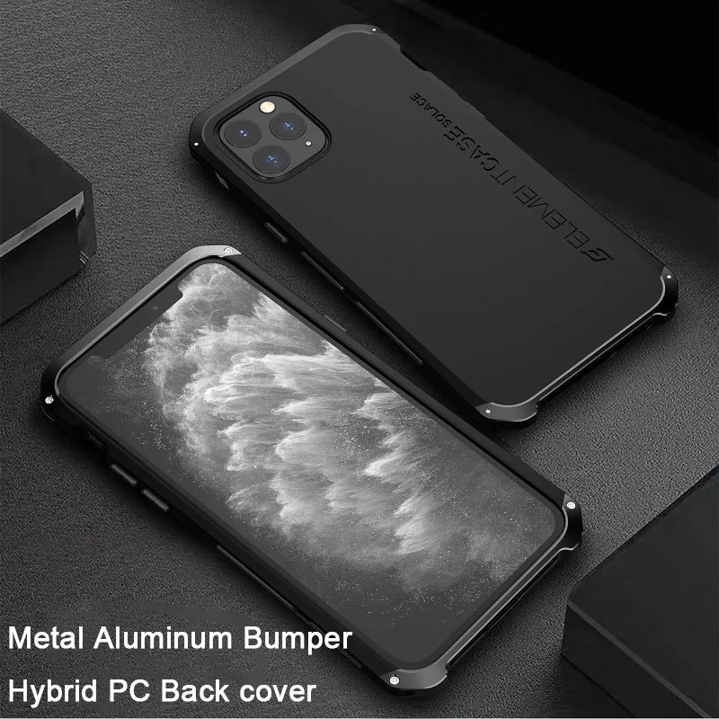Металлический Алюминиевый Чехол Bumber для iphone 11, чехол-гибрид, задняя крышка из поликарбоната для iphone 11 pro max, чехол, противоударный чехол, Fundas