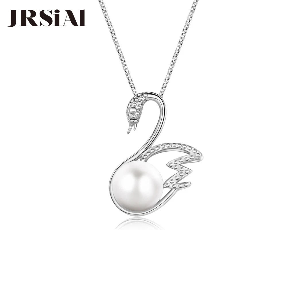 

JRSIAL 925 Sterling Silver Zircon Swan Pearl Pendant Fashion New Creative Personality Girl Necklace Pendant JRP0094
