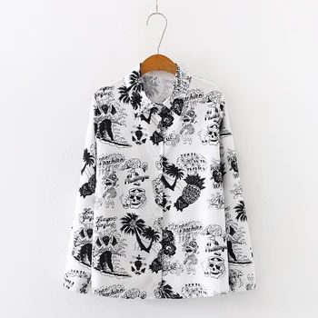 

2020Korean version of the new Korean version of the spring and autumn cardigan all-match casual long-sleeved printed shirt women