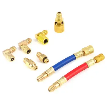 

8pcs set R134A R12 Car A/C Air Conditioner Refrigeration Converting Flexible Adapter Male Female Adapters Connector Hose