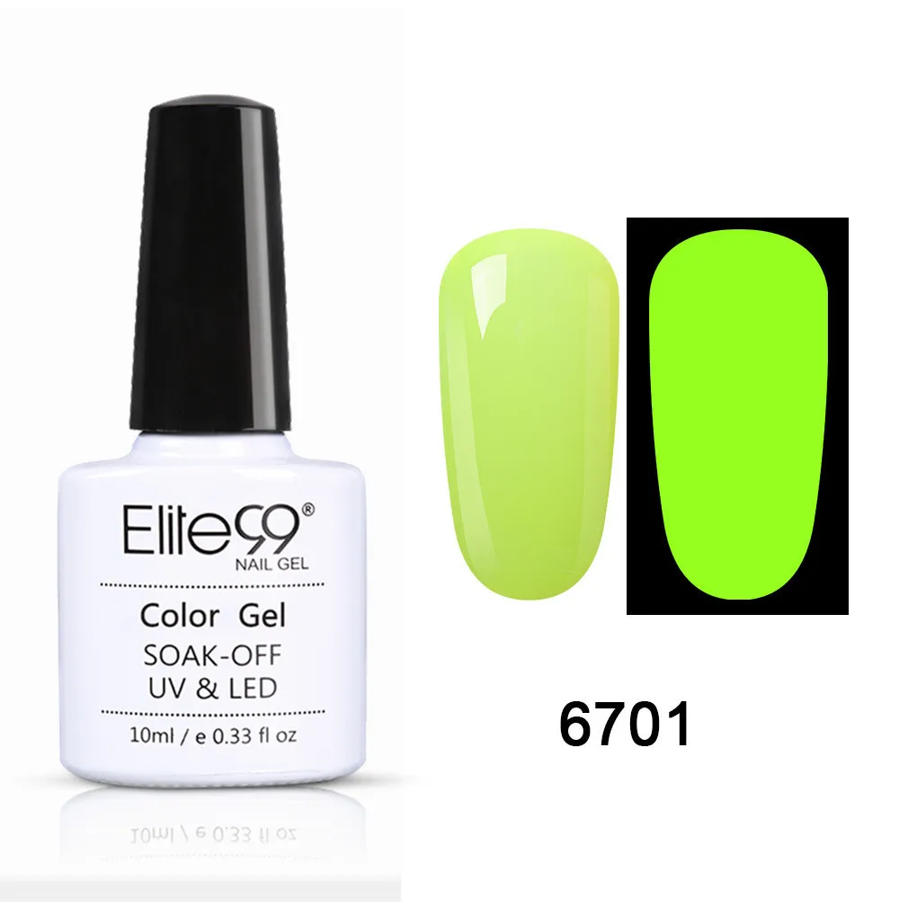Elite99 10ml Glow In Dark Gel Nail Polish Fluorescent Luminous UV LED Gel Varnish Semi Permanent Nail Art Gel Varnish Enamel - Цвет: 6701