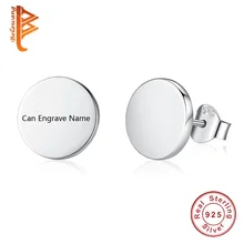 Простые Аутентичные 925 стерлингового серебра Forever Love круглые серьги-гвоздики для женщин девушки свадебные украшения подарок