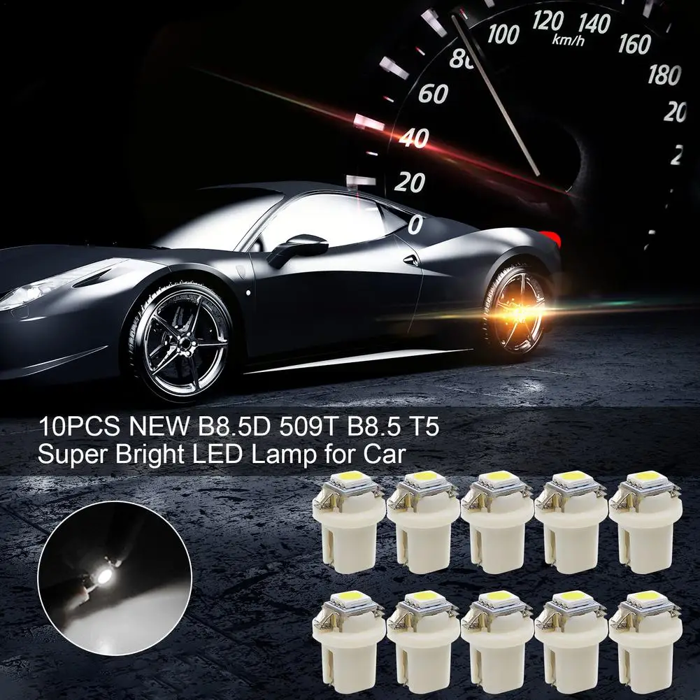 10pcs Car Panel Dashboard Indicator Light B8.5D 509T B8.5 T5 Super Bright LED Lamp Auto Board Instrument Panel Lamp car dashboard light bulbs