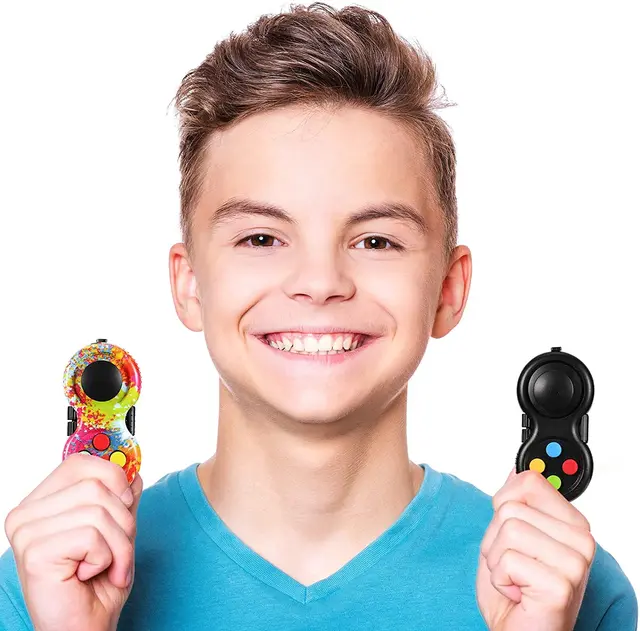 Coloful Desktop Flip Finger Fidget Pads Sensory Toy Pressure Relief Anti-Stress Handle Silicone Button Fingertip Game Toy 4