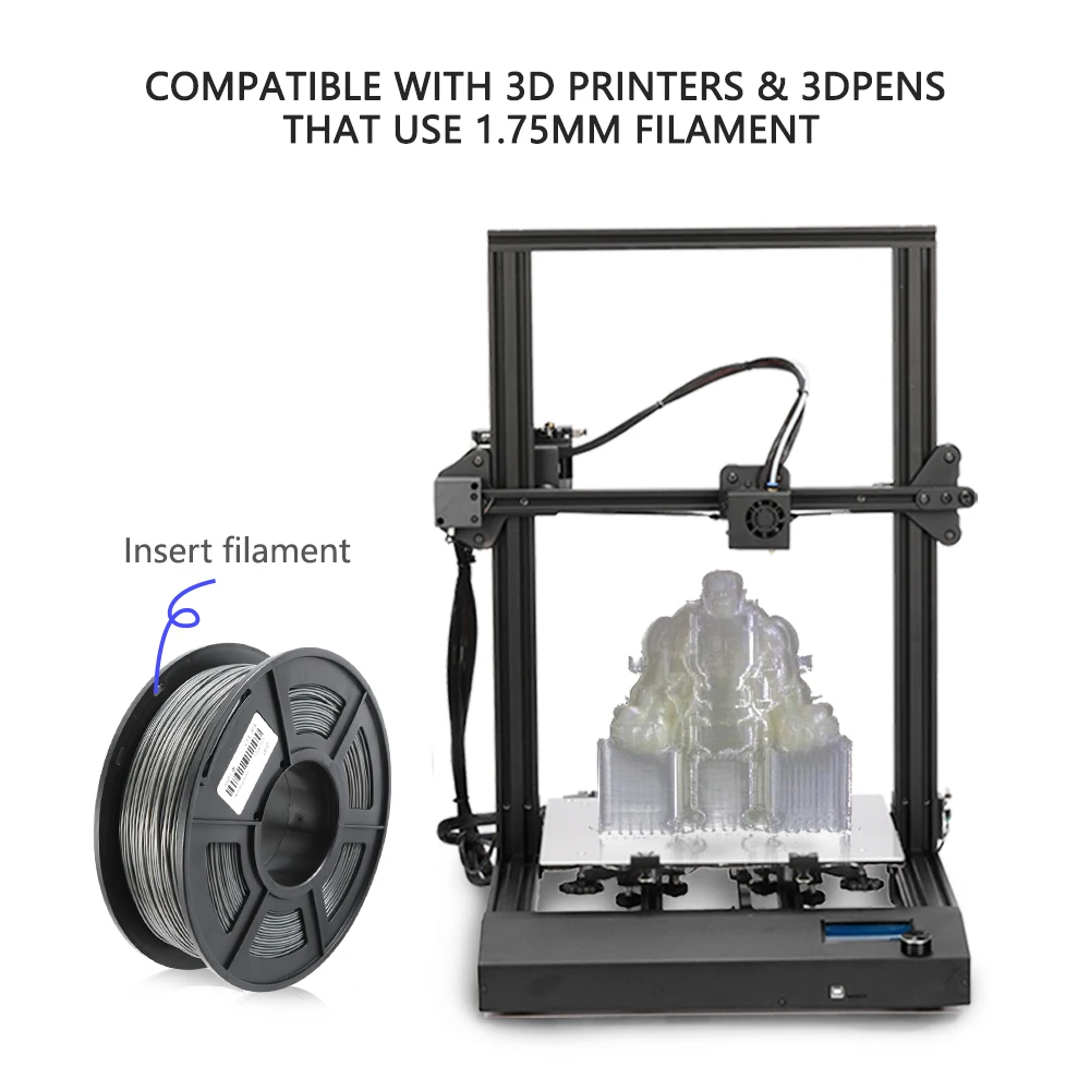 SUNLU PETG 3D Printer Filament 1.75mm 1KG/2.2LB Spool Black PET Printer Material 