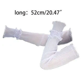 

2Pcs/Pair Women Girls UV Protection Bubble Arm Sleeves Summer Driving Solid Color Ruffles Patchwork Wrinkled Fingerless Gloves