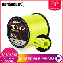 Hunthouse ПЭ плетеная рыболовная леска 8 стендов супер сильная многофиламентная 300 м 500 м 1000 м желто-зеленая леска