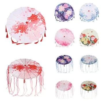 

Silk Women Umbrella Japanese Cherry Blossoms Ancient Dance Umbrella Ribbon Decorative Umbrella Chinese Style Oil Paper Umbrella