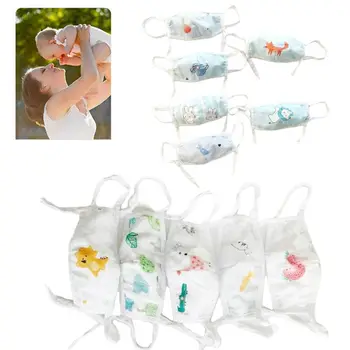

5Pcs Boys Girls Protective Cotton Mouth Mask Cartoon Animal Anti-Pollution PM2.5 Washable Adjustable Earloop Face Cover