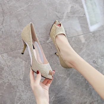 

LIMEIKE 2020 Summer Elegant Peep Toe Shoes Woman Sexy High Heels Wedding Inner Platform Pumps Women Shoes