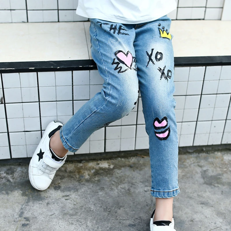 

HH Kids Girls pants Jeans Denim trousers winter spring warm children's clothing fashion Casual trousers girls baby pants