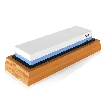 

BMBY-Premium Sharpening Stone 2 Side Grit 1000/6000 Whetstone | Best Kitchen Knife Sharpener Waterstone | NonSlip Bamboo Base &