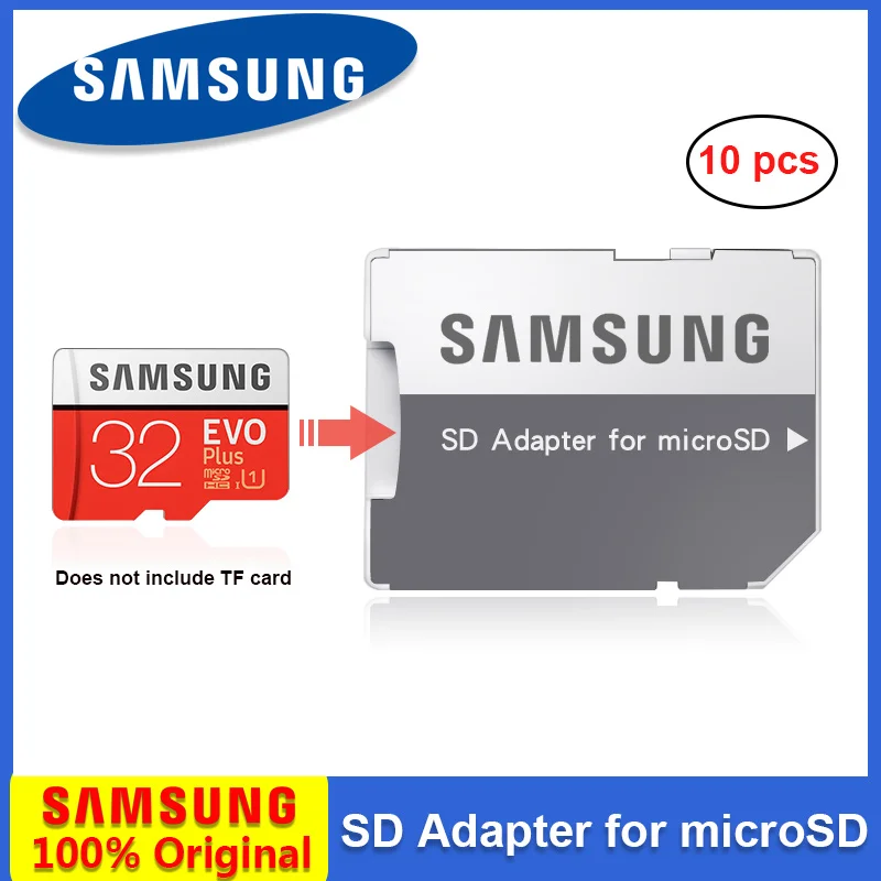 Оригинальный Samsung адаптер для карт памяти microSD/SDHC/SDXC 10 шт./лот чтения SD с чехлом